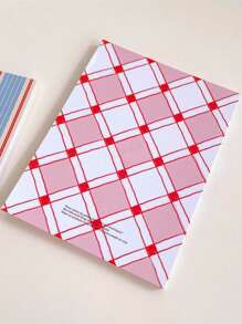 Cuaderno de estudiante con diseño geométrico de patrón de cereza, estilo INS, bloque de notas minimalista y antiadherente