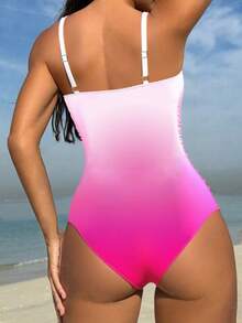 性感纯色交叉褶皱连体泳衣，时尚欧美风夏季