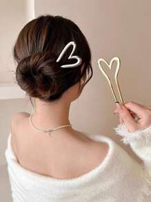 1个/2个装女士金属镂空心形发夹发髻器发卡，适合日常、外出和约会佩戴，发饰，发夹，发髻延长器，发髻假发，发型设计发夹，头部饰品 - 3pcs - 查看 14