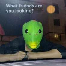 1 pieza Máscara con cabeza de pez verde, disfraz de cabeza de animal, artículo divertido para trucos, uso en fiestas/cosplay/carnaval