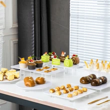 1 件亚克力白色甜点架，多功能蛋糕架，糖果托盘，饼干盘，可调节披萨/食物服务架，适用于婚礼、派对、毕业典礼 - 白色 - 查看 9