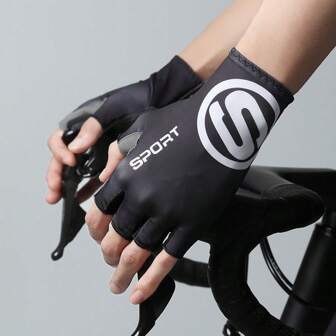 1双骑行手套时尚薄款半指减震防滑耐磨透气冰丝夏季手套男女通用山地自行车