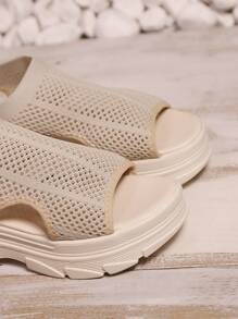 Women's Athletic Sandals, New Summer Outdoor Slippers Casual Soft Bottom Flat Fairy Style Student Beach Shoes - Beige - View 3