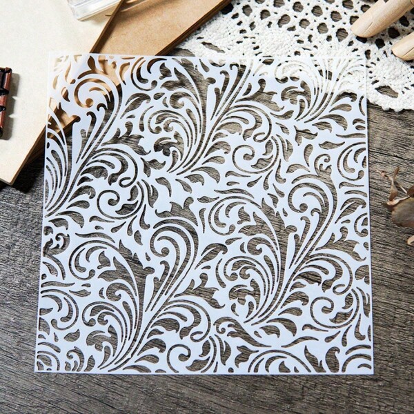 1PC Reusable Floral Leaf Stencil Template - Versatile Vine Pattern Design For DIY Wall Art, Wood Decor, Furniture Painting, And Home Decoration - Easy To Use, And Long-Lasting,Back To School,School Supplies