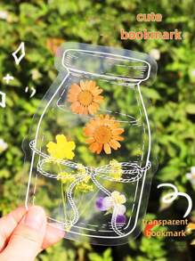 1 st. 20 st. Willekeurige 5 stijlen handgemaakte geperste droge bloemen blad transparante bladwijzers, creatieve lente in een fles bladwijzers