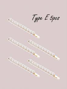 5 piezas Pinzas para el cabello con perla, en varias combinaciones. Pinzas para el cabello de aleación con perlas falsas, adecuadas para uso diario, fiestas y citas. Pinzas para el cabello, ganchos para el cabello, hebillas para el cabello