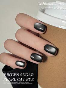 XEIJAYI 1Pc 15ML Black Pearl Cat Eye Nail Gel - Luxurious Deep Black With Iridescent Pearl Effect, Professional LED Gel Polish For Women's Salon & DIY Manicure, Long-Lasting Shine & Chip-Resistant, Perfect Gift For Nail Art Lovers - 黑色 - 查看 3