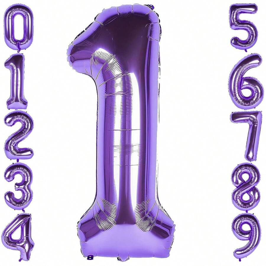 1pc 40-Inch Jumbo Size Purple Number Foil Balloon For Birthday, Anniversary, Party Decoration - Violet Purple - View 1