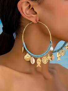 Bohemian Vacation Style Exaggerated Large Earrings - Marine Life Pendant Decoration - Women's Earrings