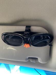 1pc Cute Floral Car Visor Clip, Multi-Functional Sunglasses Holder, Sun Visor Organizer, Card Clamp