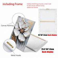 1 Pieza Pintura al óleo de flor blanca grande en 3D, Pintura de flor con textura gruesa en 3D, Arte de pared con textura floral, Arte en lienzo floral, Decoración de arte moderno para sala de estar, Arte botánico floral para decoración del hogar, Regalo, Decoración creativa de pared para el hogar, Dormitorio, Sala de estar, Cocina, Baño, Cafetería