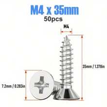 Tornillos autorroscantes de cabeza plana de acero inoxidable A2 M4 (4 mm), con cabezal Torx, para bisagras de gabinete, clavos, de alta resistencia y reforzados, adecuados para el hogar, trabajo en madera y proyectos de bricolaje