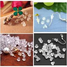 556pcs Earring Back Ear Backing Pads Earring Backstops Bullet Clutch Stopper Replacement Combination Silicone Rubber Soft 6 Styles - Clear - View 3