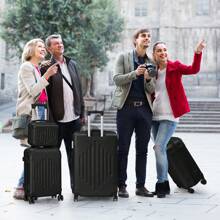 5 Piece Suitcase Set With Corner Protectors, 12/16/20/24/28 Inch Durable Hard Shell 360 Degree Spinner Wheels Large Capacity Multifunctional Lightweight Travel Suitcase - 黑色 - 查看 9