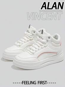 Alan Vincent 2025 New High Top White Shoes For Women Ladies Flat Sneakers Comfortable Casual Sport Shoes Can Be Paired With Any Outfit - White - View 12