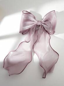 1pc Oversized Iridescent Chiffon Bowknot Ribbon Hair Clip Hairband For Girl