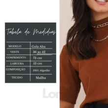 Blusa Gola Alta Oversized Algodão Segunda Pele Confortável Chique