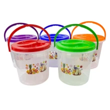 Bote Cubeta De Plástico Transparente 10L Con Tapa Y Asa: Almacenaje Seguro - Naranja - Ver 3