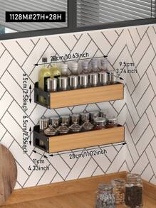 Wall-Mounted Kitchen Storage Rack, Seasoning Rack, Multifunctional Storage Rack With No-Drilling Required For Hassle-Free Family Kitchen Organization