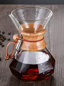 1件批发高硼硅耐热钻石木片设计玻璃咖啡壶透明玻璃杯家用美式分享壶 - 透明 - 查看 2