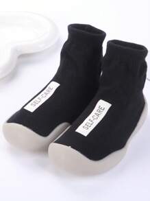 1 双婴儿幼儿柔软硅胶防滑室内地板鞋，带卡通动物图案，可爱婴儿透气袜子 - 黑色 - 查看 2