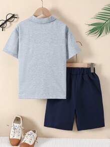 New Style Tween Boys Plaid Print Short Sleeve Shirt & Shorts 2 Pieces Outfit, Suitable For All Seasons