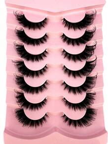 HBZGTLAD 7 Pairs Faux Mink Lashes Multipack Mink Lashes Fluffy False Eyelashes 22mm Full Wispy Lashes 8D Volume Curly Fake Eyelashes - Multicolor - View 6