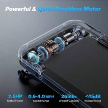 MERACH Walking Pad Treadmill With 9% Auto Incline, 2.5HP Quiet Brushless Under Desk Treadmills For Home & Office, Portable Small Treadmill With Magnetic Remote Control, APP, 3 Preset Programs - UK Plug(220-240V) - View 5