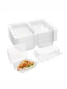 24 Piezas Contenedores de comida de plástico sólido desechables con tapa transparente, cajas bento con tapa tipo bisagra - Envases de regalo navideños, de Halloween y de San Valentín para pasteles