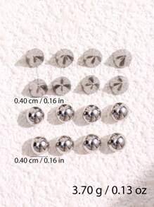 1set 16pcs Stainless Steel Geometric Ball Fake Piercing Stud Set Fake Nose Ring Stud Sticker Pack Fake Eyebrow Lip Piercing Non Piercied Body Jewelry - Flat - View 9
