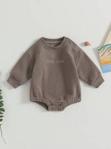 Newborn Infant Baby Boy Girls Oversized Romper Little Dude Sweater  Coming Home Outfit Neutral Clothes - 棕色 - 查看 1