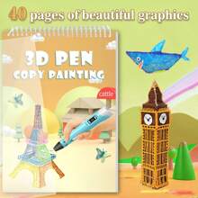 3D Printer Drawing Mold Paper Template, 40 Pages Upgraded Thick Paper, 5.7 X 8.26 In, Enhance Spatial Imagination, Enjoy The Visual Pleasure Of 3D Patterns, Suitable For 3D Printing Pen Drawing, Perfect Gift For Birthday, Holiday, Party