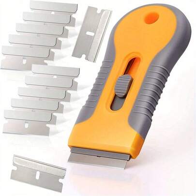 Double-Sided Metal Scraper Blades, Professional Paint Scraper For Automotive, Ceramic, Sticker Removal, Durable Glass And Wall Metal Tool Set For Home Improvement