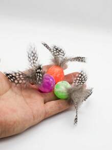 Interactive Cat Feather Ball Toys - 2025 New Elastic Bouncy Balls For Indoor Cats, Kitten Rolling Exercise Toys With Silicone Feathers, Fun Cat Toy For Play & Exercise - Multicolor - View 7