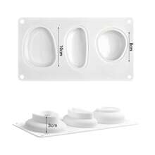 3 Cavidades Molde de Silicone 3D Tamanho Real de Pedra Oval Forma de Seixo, Assadeira de Bolo, Mousse, Sobremesa, Bakeware, Molde de Pedra Feita à Mão de Gesso, Concreto, Vela, Sabão