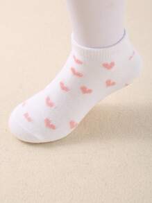 20双儿童可爱条纹爱心印花短袜，男女童通用柔软舒适儿童短袜，多色 - 彩色 - 查看 6