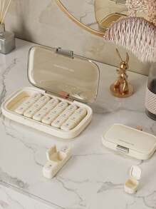 1pc 7 Days Portable Pill Box Weekly Pill Box Travel Medicine Storage Pill Case Drug Container Tablet Dispenser Plastic Independent Lattice