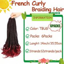 French Curly Braiding Hair Wigs 14 Inch Stretched Bouncy Braiding Hair Wavy Braiding Hair Synthetic Hair Extensions