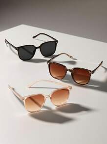 3pcs New Retro Rivet Full Frame Versatile Fashion Chic Round Frame Glasses - Multicolor - View 2