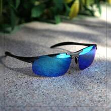 DUCO Mens Sports Polarized  UV Protection  For Men 8177s - Gunmetal Frame Revo Blue Lens - View 6
