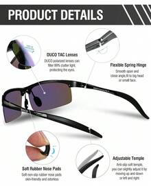 DUCO Mens Sports Polarized  UV Protection  For Men 8177s - Black Frame Revo Green Lens - View 4