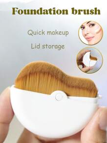 1pc Pink & White New Wavy Soft Bristle Makeup Foundation Brush, Quickly Applies Powder To Skin, With Rotating Protective Cover For Convenient Carrying And Touch-Ups, Makeup Tool - Multicolor - View 1