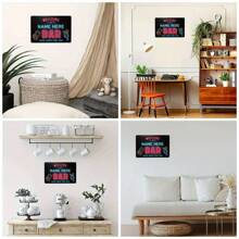 1pc Personalized Vintage Metal Bar Sign, Customizable Bar Wall Decor, Gentleman Cave Rest Room Accessory, Unique Tiki Wall Sculpture, Ideal Gift For Home Bar And Garden