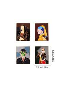 4pcs Vintage World Famous Painting Abstract Artist Oil Painting Brooch Pins, Accessory For Bags And Backpacks Dress Accessories Pin For Clothes Bag Charm Backpack For School Office Accessories Shirts Jacket Jewelry Christmas Halloween Clothes Pin Funny Cute Teacher Gifts Costume Accessories Bag Charms