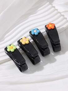 1pc Cute Floral Car Visor Clip, Multi-Functional Sunglasses Holder, Sun Visor Organizer, Card Clamp