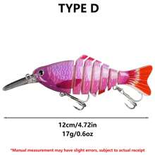 1pc Multi-Jointed Artificial Bait With Blood Slot Hook, Realistic Crankbait Fishing Lure For Bass/Trout, Fishing Gear And Accessories - Multicolor - View 16