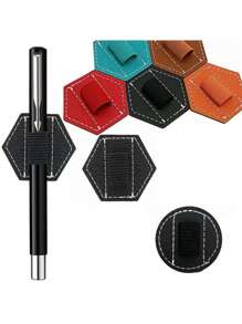 1pc Hexagonal Self-Adhesive Pen Case Elastic Band Tablet Self-Adhesive Pen Clip