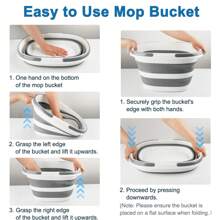 可折叠大容量拖把桶带手柄清洁用，16L（4.2 加仑）硅胶方形多用途水桶，用于窗户清洁或洗车，清洁用品收纳塑料桶用于储存 - 灰色 - 查看 5