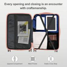 5 Piece Suitcase Set With Corner Protectors, 12/16/20/24/28 Inch Durable Hard Shell 360 Degree Spinner Wheels Large Capacity Multifunctional Lightweight Travel Suitcase - Rose Gold - View 6