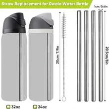 Pajitas de metal de repuesto para botellas de agua de 16 oz/24 oz 32 oz/40 oz, con 1 limpiador de pajitas, pajitas reutilizables de acero inoxidable compatibles con botellas de agua - 2/4/6 piezas - Pajitas de acero inoxidable Owala - Ver 6